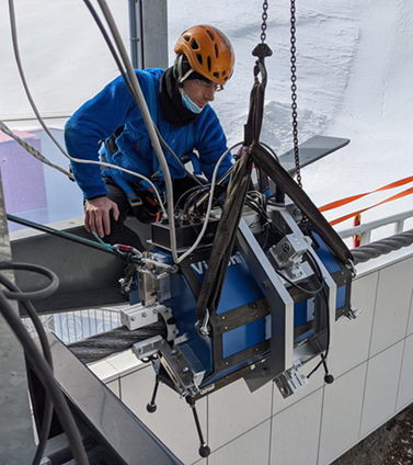 Man working with a rope inspection device from VisionTek